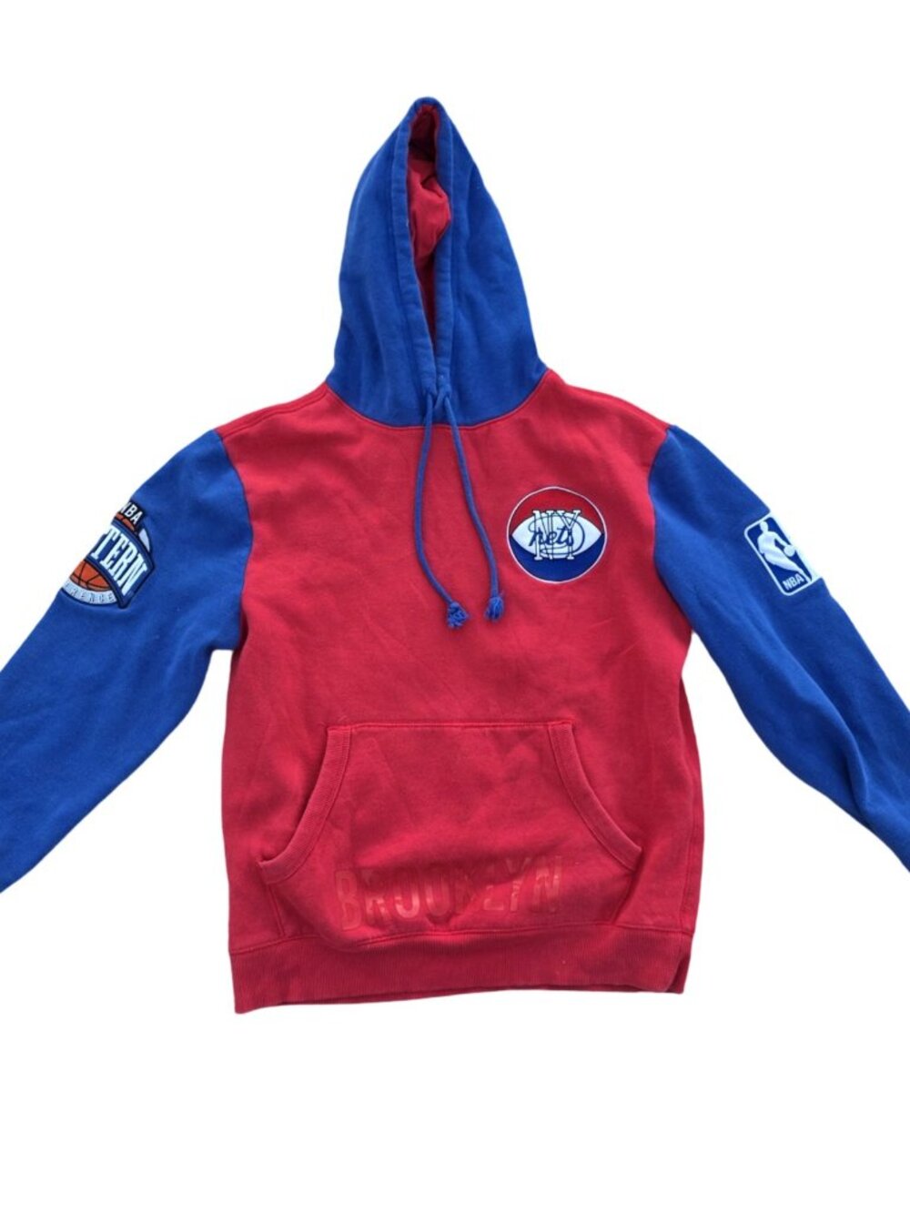 Mitchell & Ness New York Nets Hoodie Mens Small NBA Hardwood Classics Red Blue